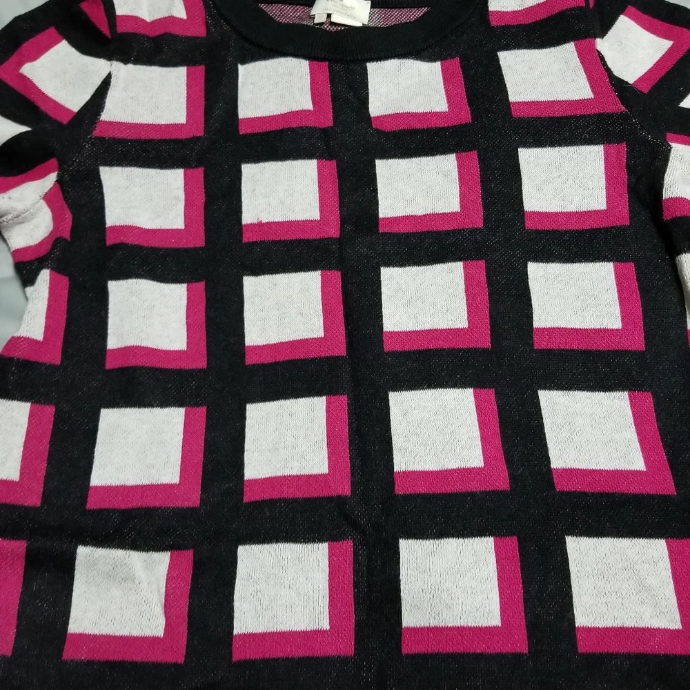 Kate Spade Black and Pink Checkered Sweater